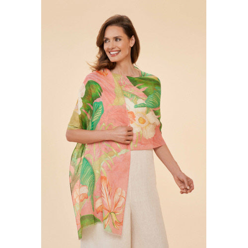 Delicate Tropical Scarf Linen