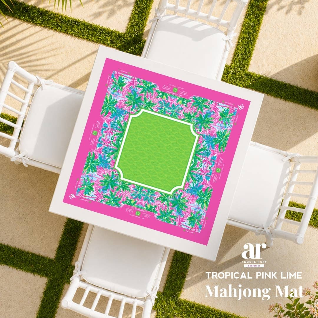NEOPRENE Palm Beach Collection Mahjong Mat | Pink Blue Lime - Bella Boutique