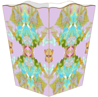 WB7913-Stained Glass Lavender Wastebasket