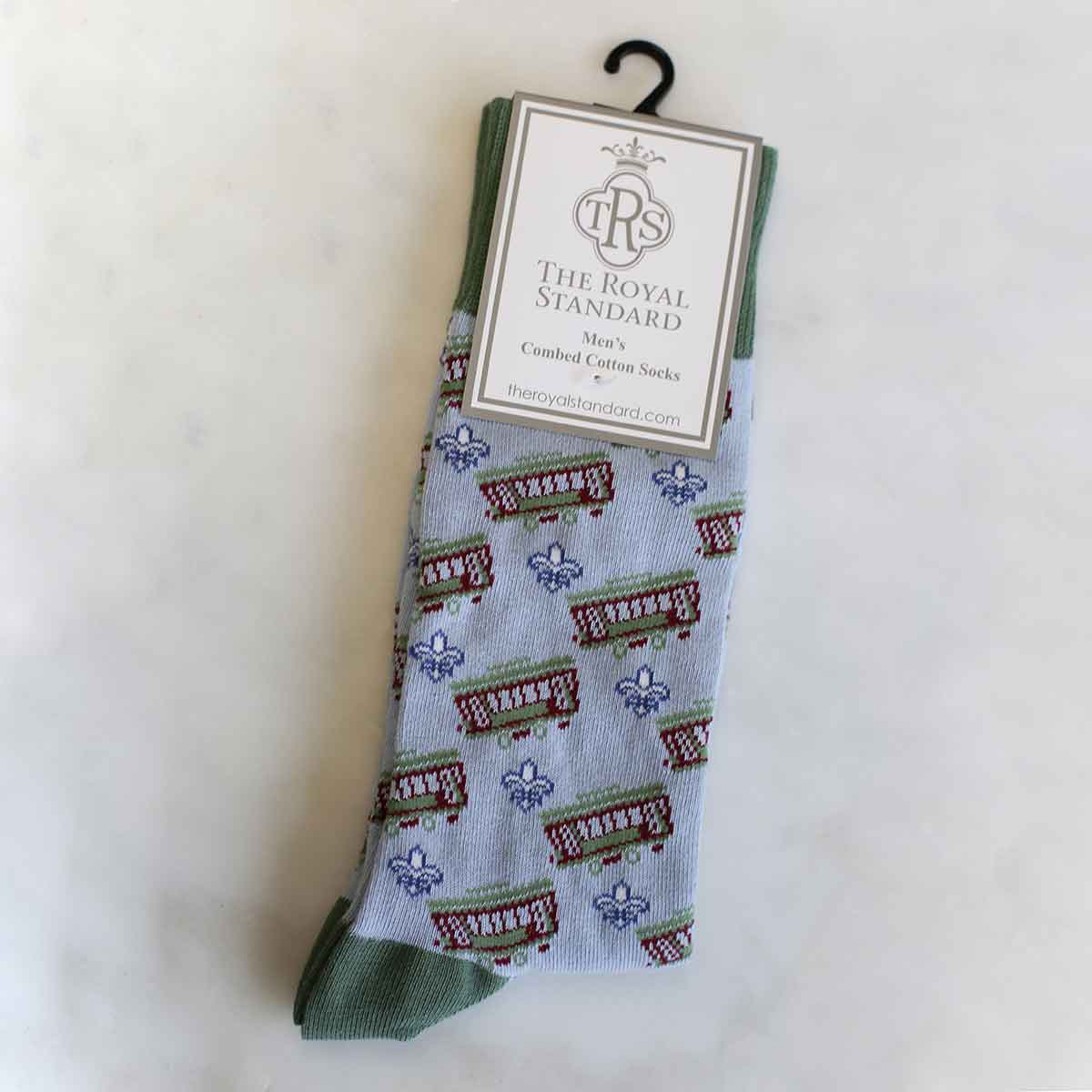 Men's Streetcar Socks   Gray/Navy/Sage   One Size - Bella Boutique