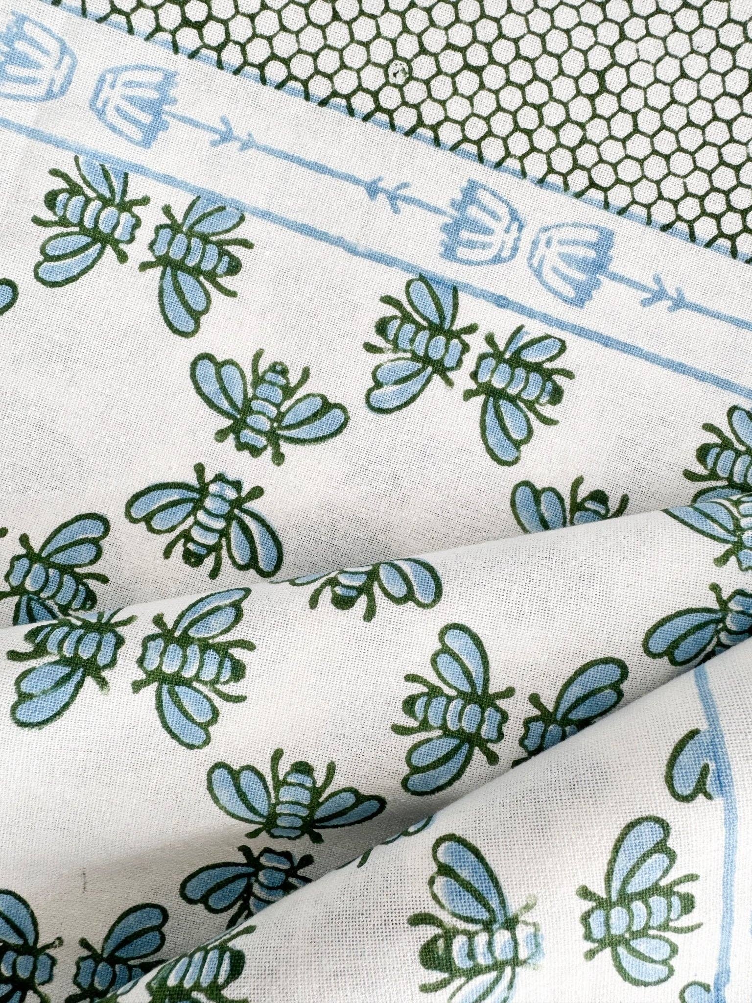 Table Throw - Honeybee - Uniform Blue & Sage - Bella Boutique