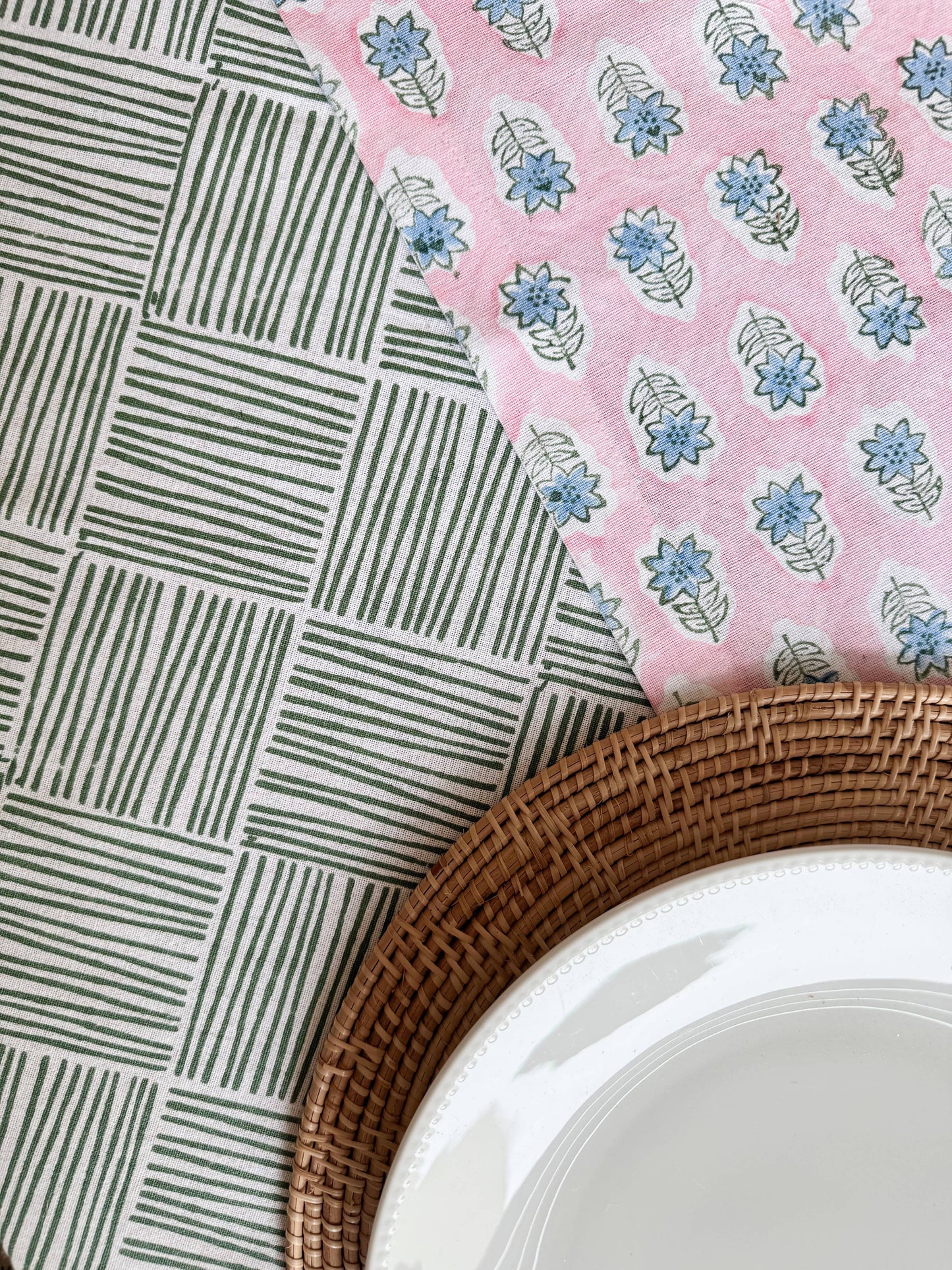 Table Throw - Striped, Sage - Bella Boutique