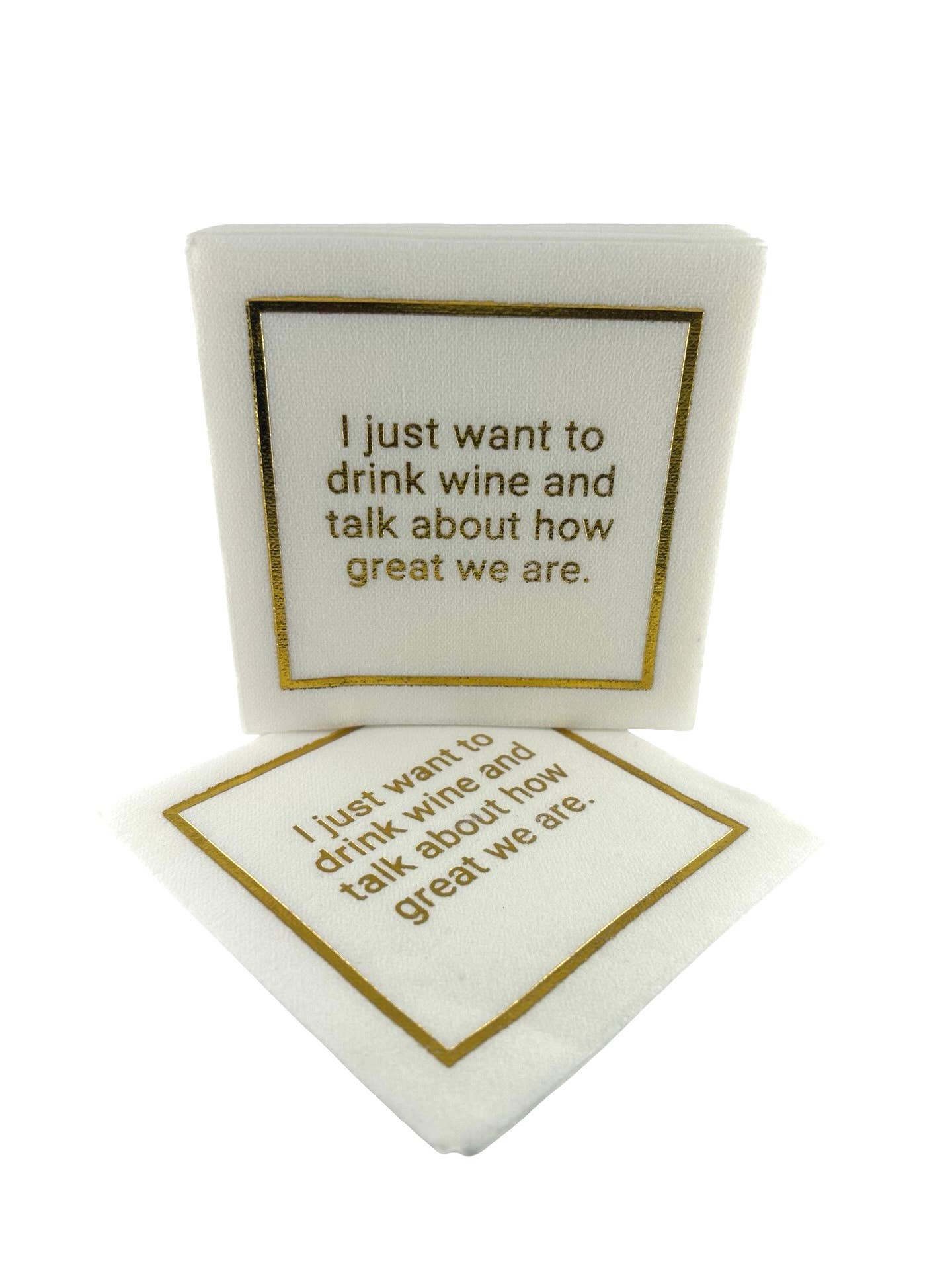 Linen-Feel Cocktail Napkins, Want to Drink Wine - Bella Boutique