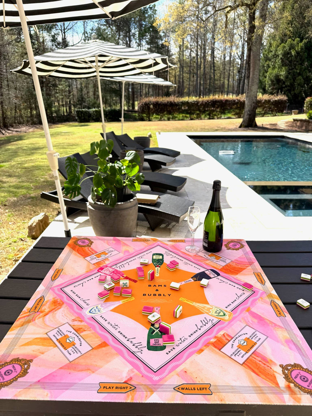 NEW NEOPRENE Bams & Bubbly Mahjong Mat | Champagne & Mahj - Bella Boutique