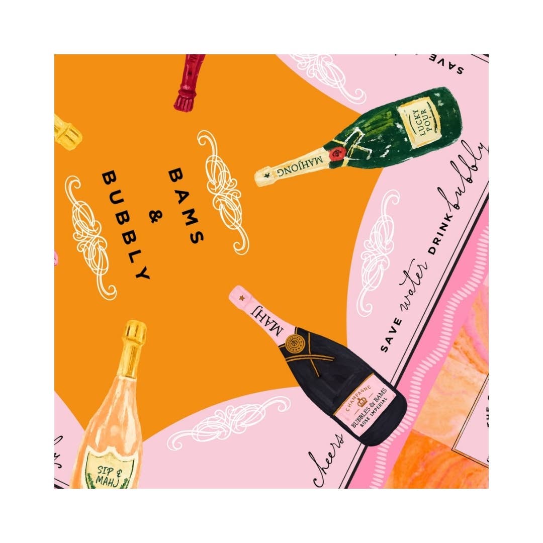 NEW NEOPRENE Bams & Bubbly Mahjong Mat | Champagne & Mahj - Bella Boutique