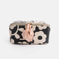 Charcoal Mono Flower Diagonal Cosmetic Bag - Bella Boutique