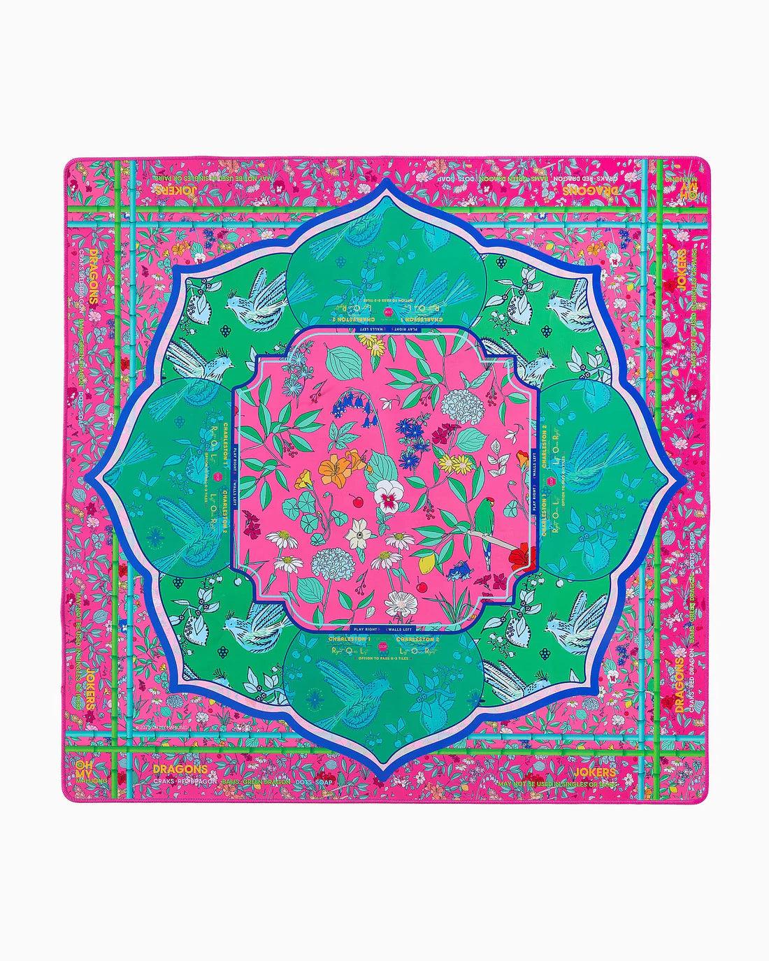 Enchanted Pattern Mahjong Mat in Pinks and greens