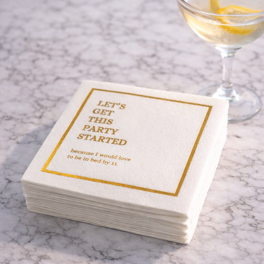 Linen-Feel Cocktail Napkins, Party Started - Bella Boutique