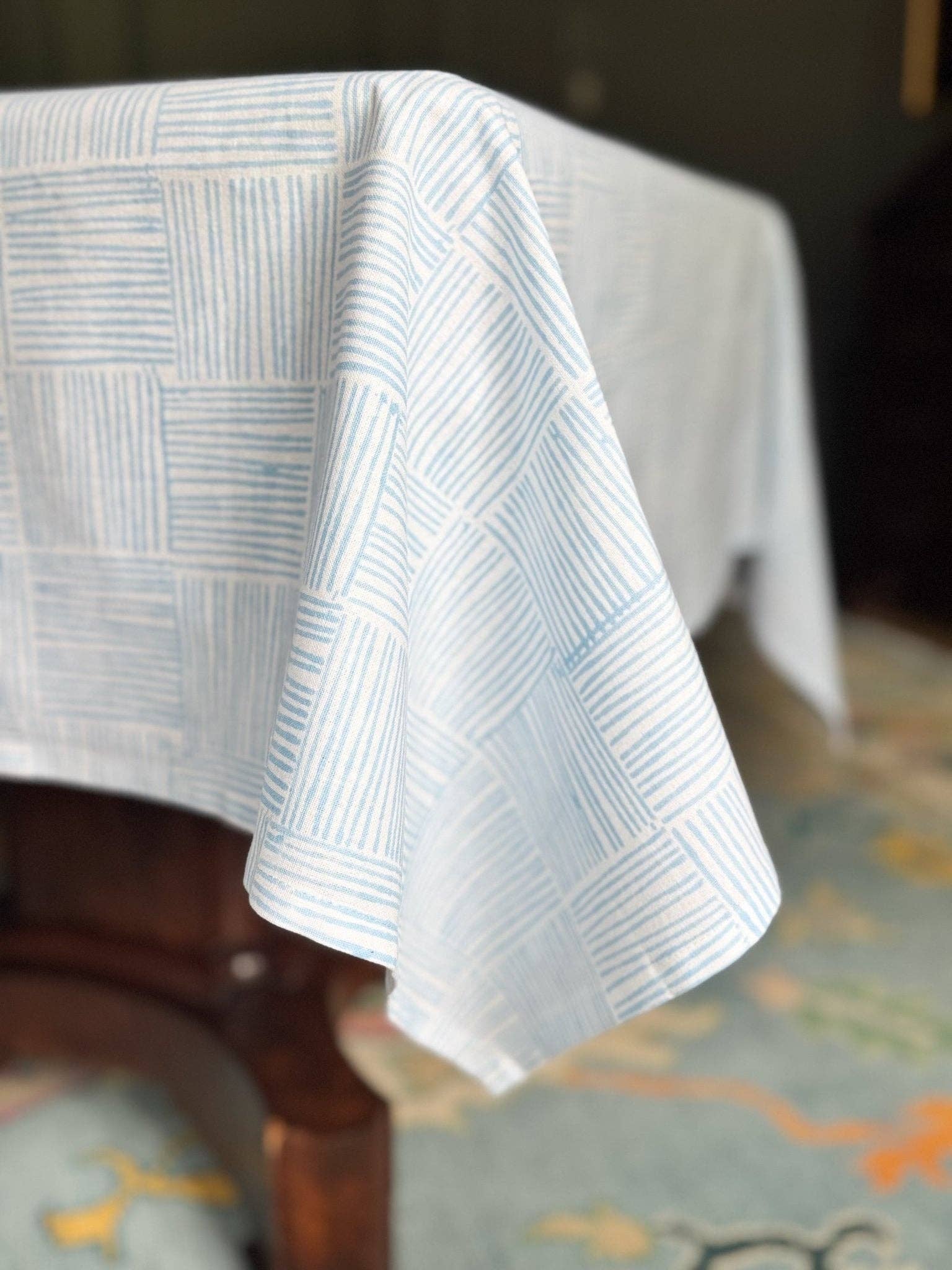 Table Throw - Striped, Uniform Blue - Bella Boutique