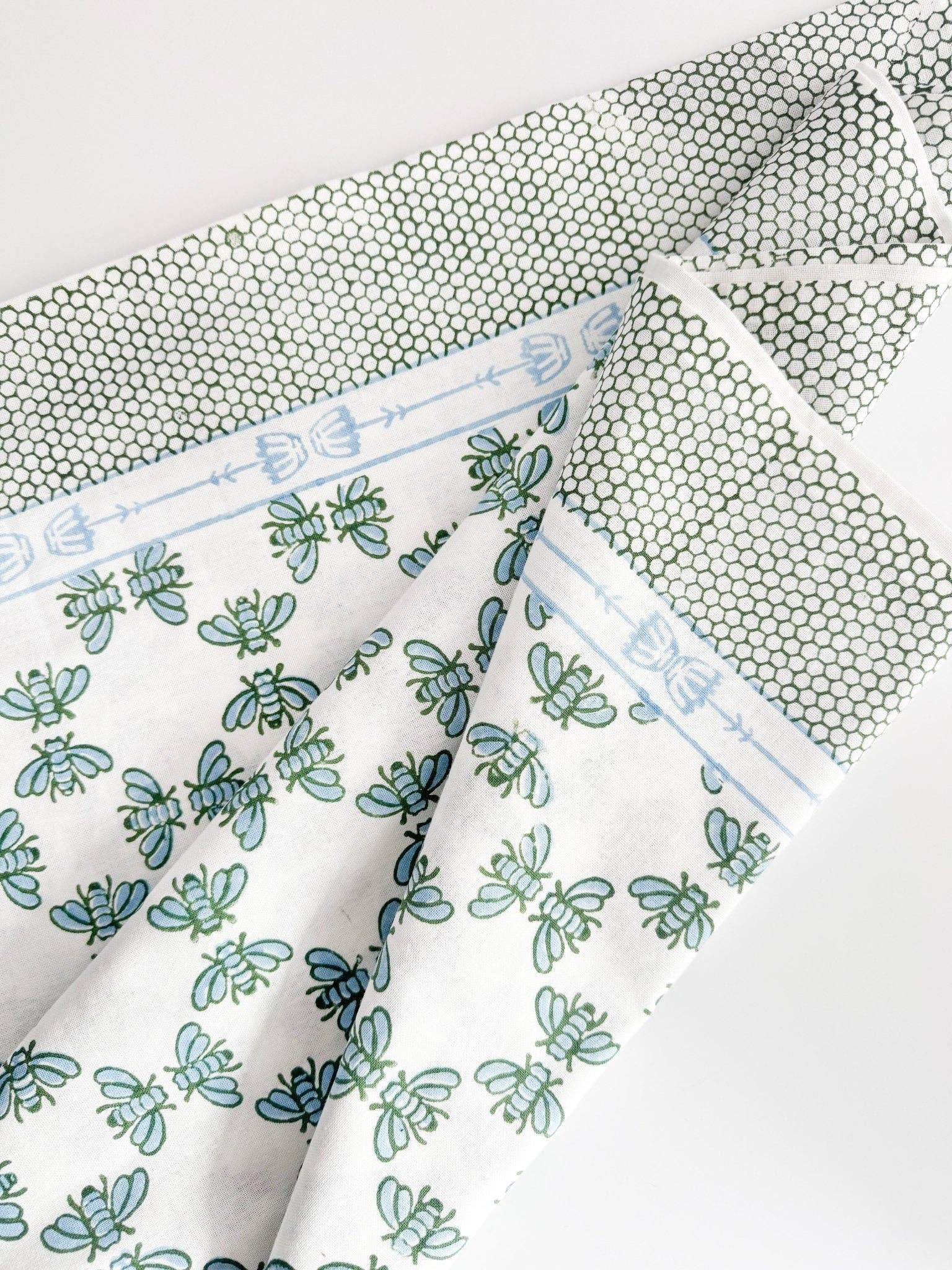 Table Throw - Honeybee - Uniform Blue & Sage - Bella Boutique