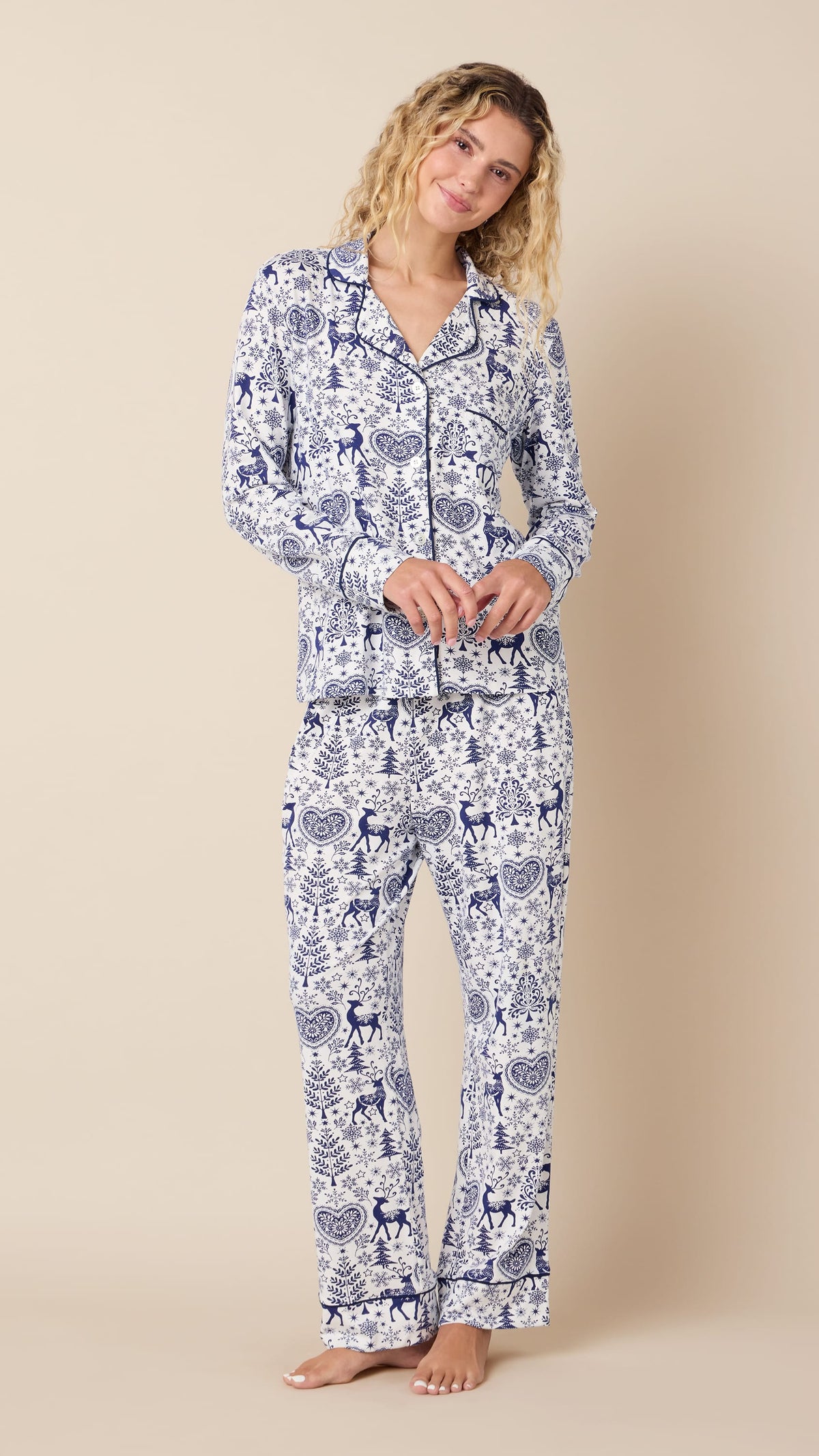 Holly Jolly Blue Print Long Sleeved Pajamas