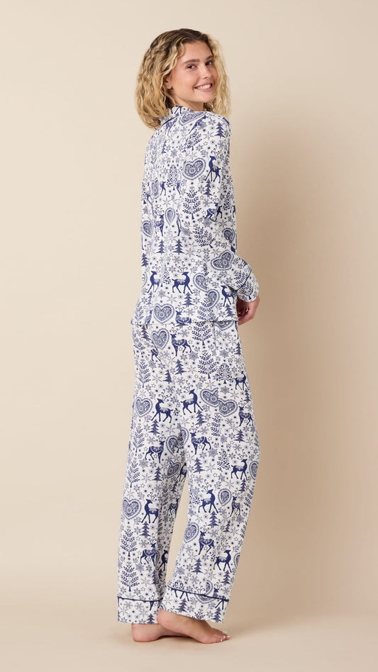 Holly Jolly Blue Print Long Sleeved Pajamas - Bella Boutique