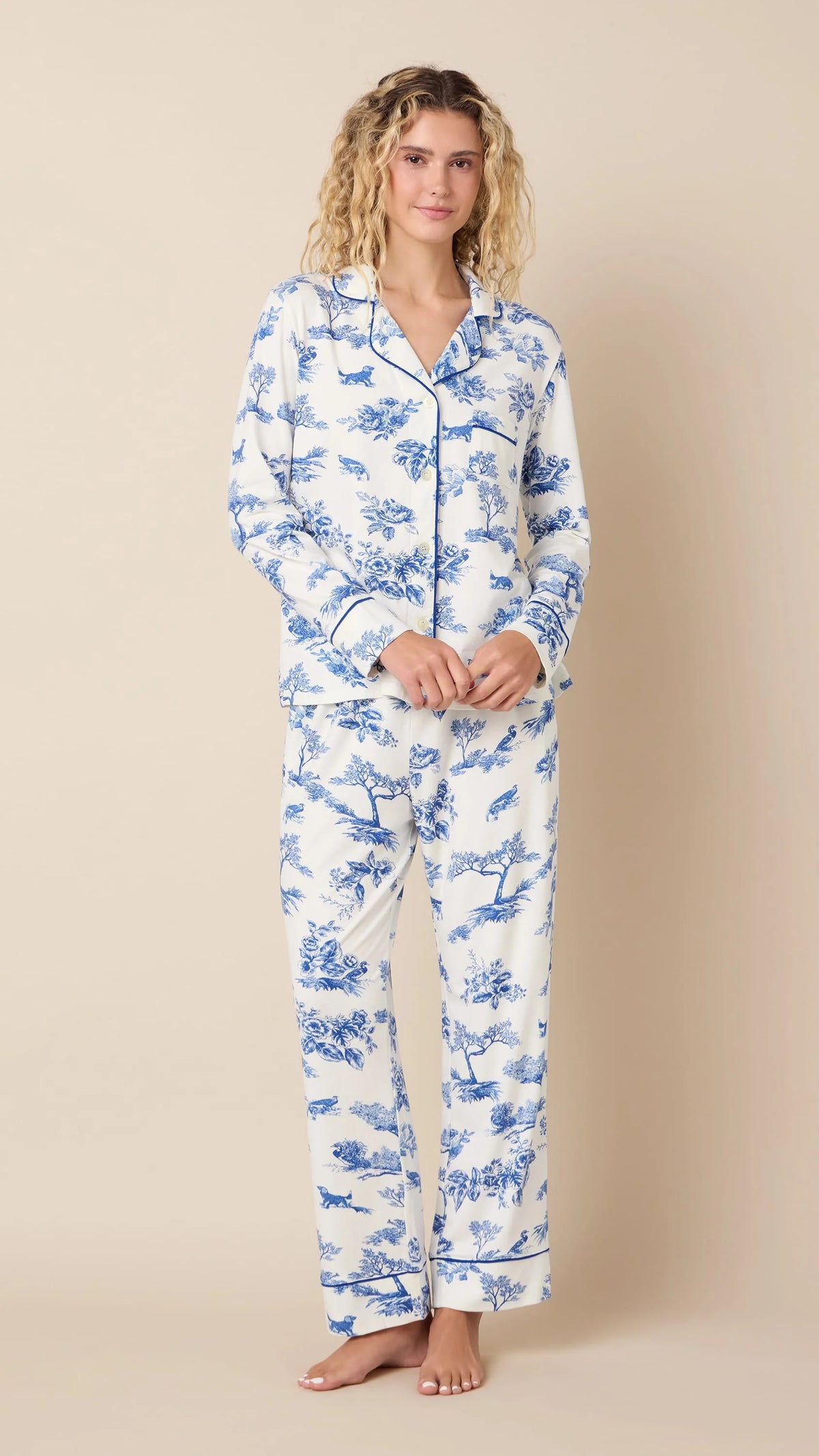 Field and Feather Pima Knit Long Sleeved Pajama
