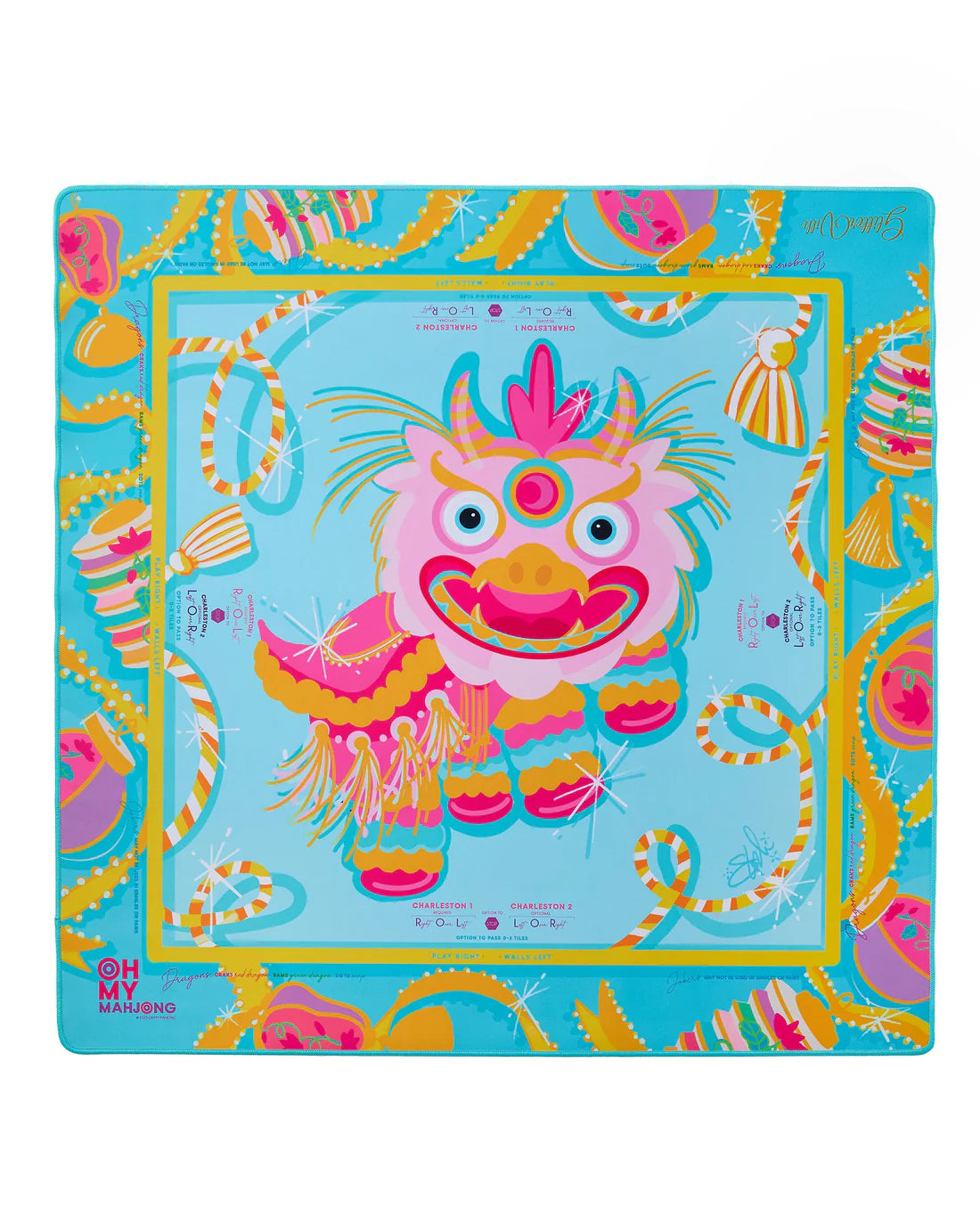 Glitterville Pink Dragon Mat Oh My Mahjong