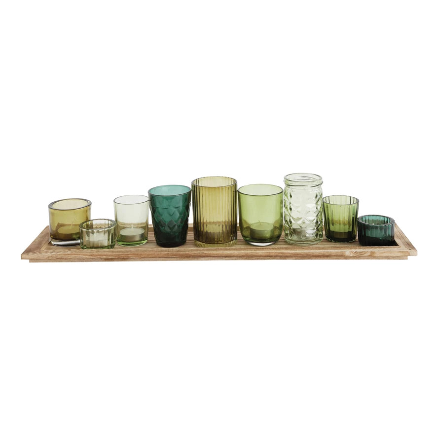 Tray with Glass Votive Holders