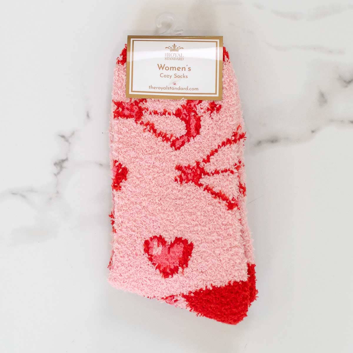 Cupid Cozy Socks   Pink/Red   One Size - Bella Boutique